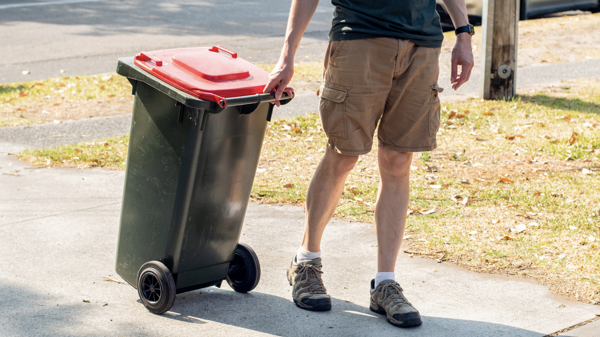 John is collecting rubbish. General waste. Household waste.